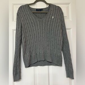 Polo Ralph Lauren Cable-Knit Cotton V-Neck Sweater